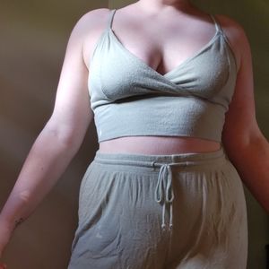 Light Sage Green Gilly Hicks Hollister Sleep Set Bralette and Shorts